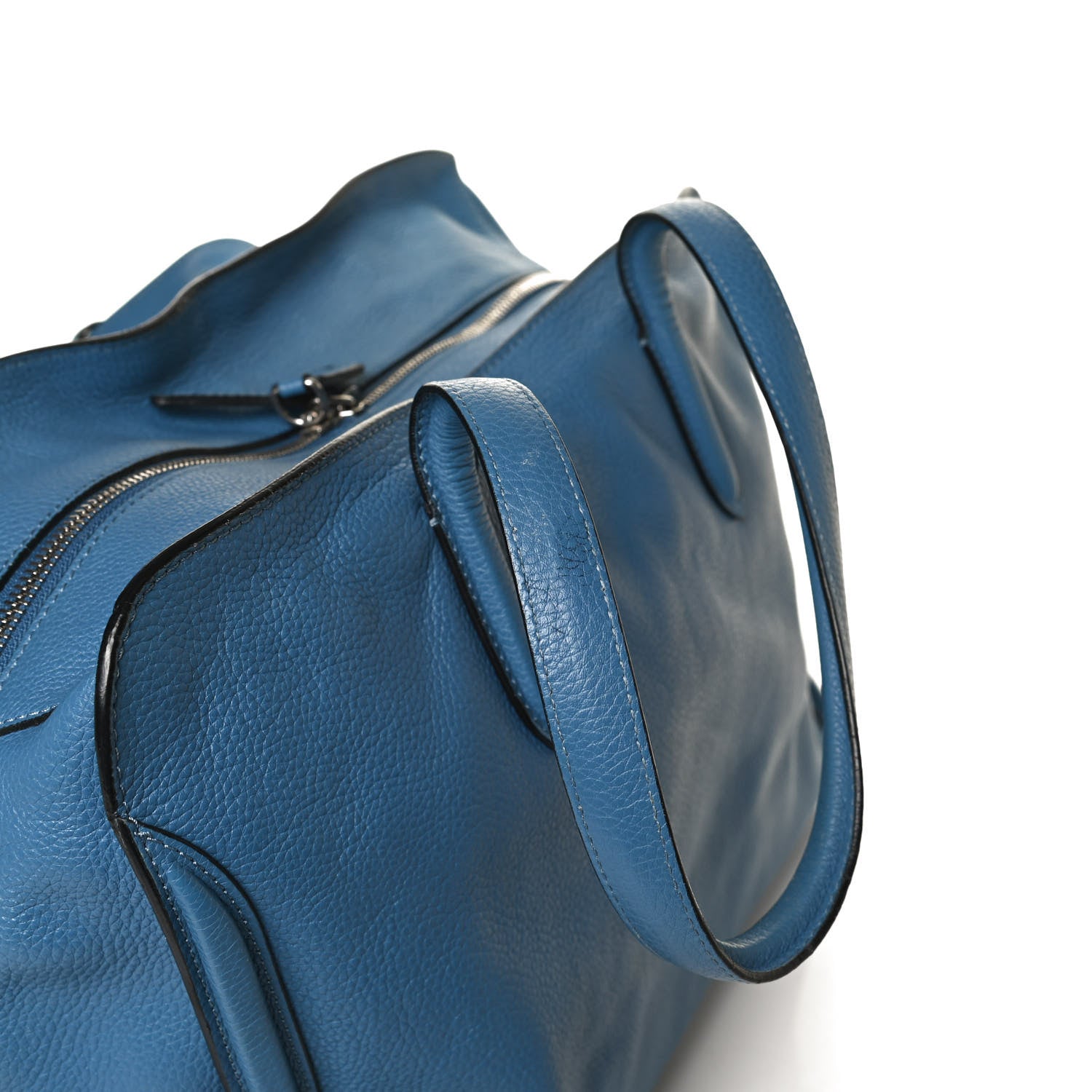 Alexander McQueen Pebbled Calfskin Large Skull Padlock Zip Around Tote Light Blue 17 of 17