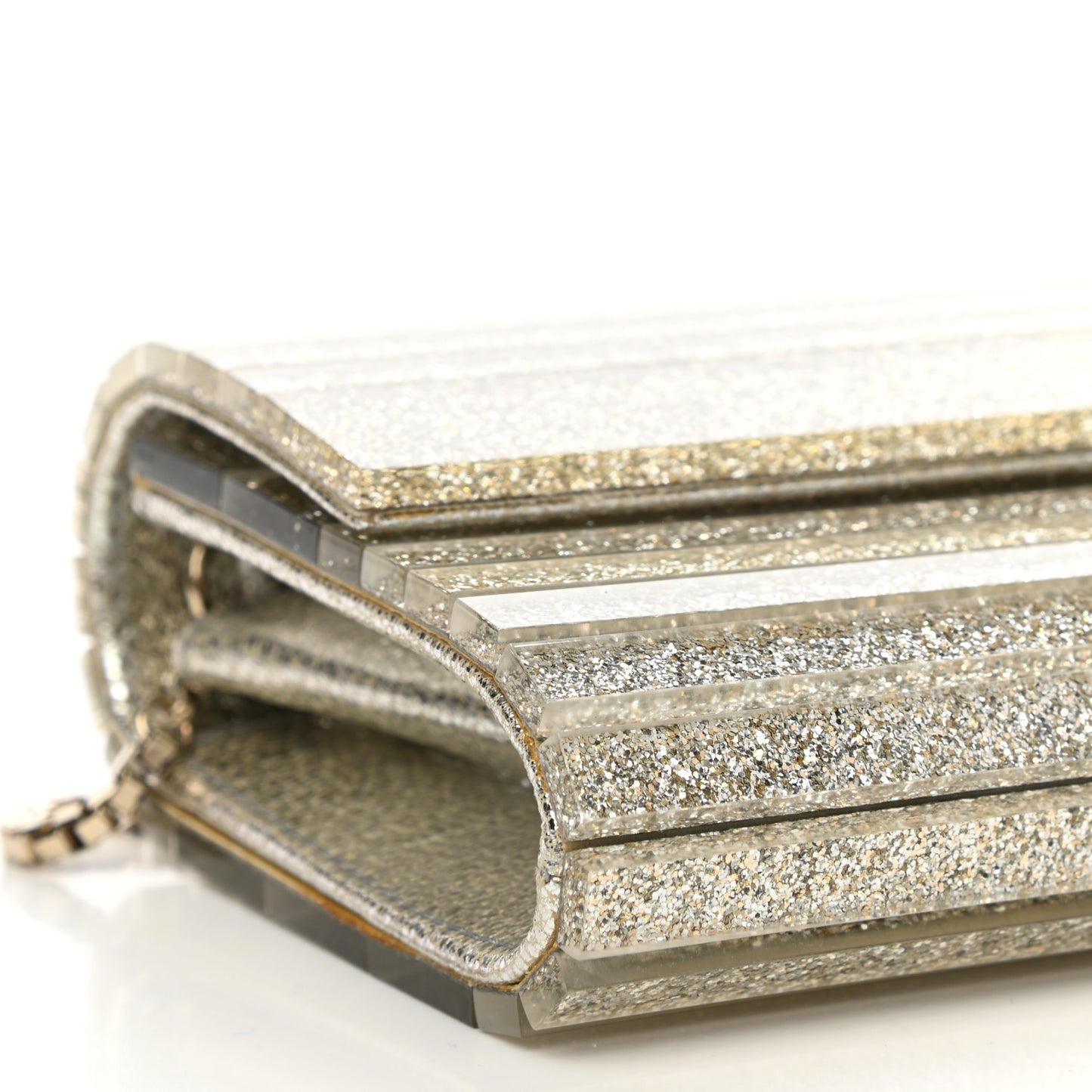 Acrylic Glitter Sweetie Clutch Champagne