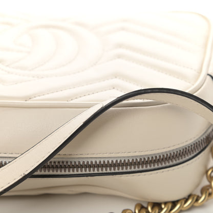 Gucci Calfskin Matelasse Small GG Marmont Chain Shoulder Bag White 5 of 5