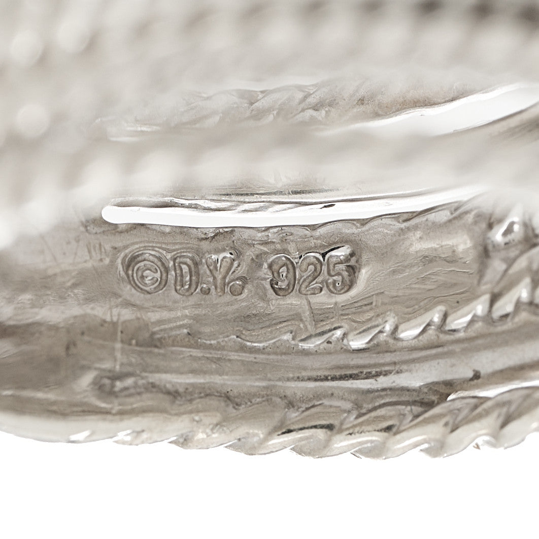 David Yurman Sterling Silver Diamond 11mm Wide Crossover Cable Ring 52 6 4 of 5