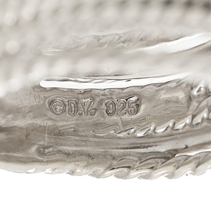 David Yurman Sterling Silver Diamond 11mm Wide Crossover Cable Ring 52 6 4 of 5