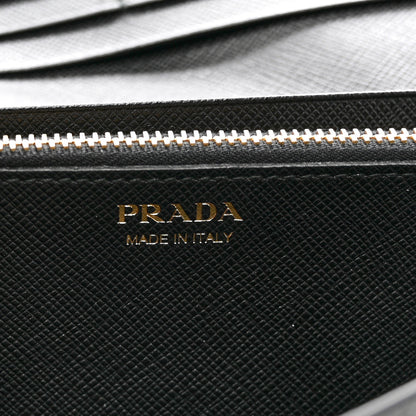Prada Saffiano Metal Continental Flap Wallet Black 7 of 8