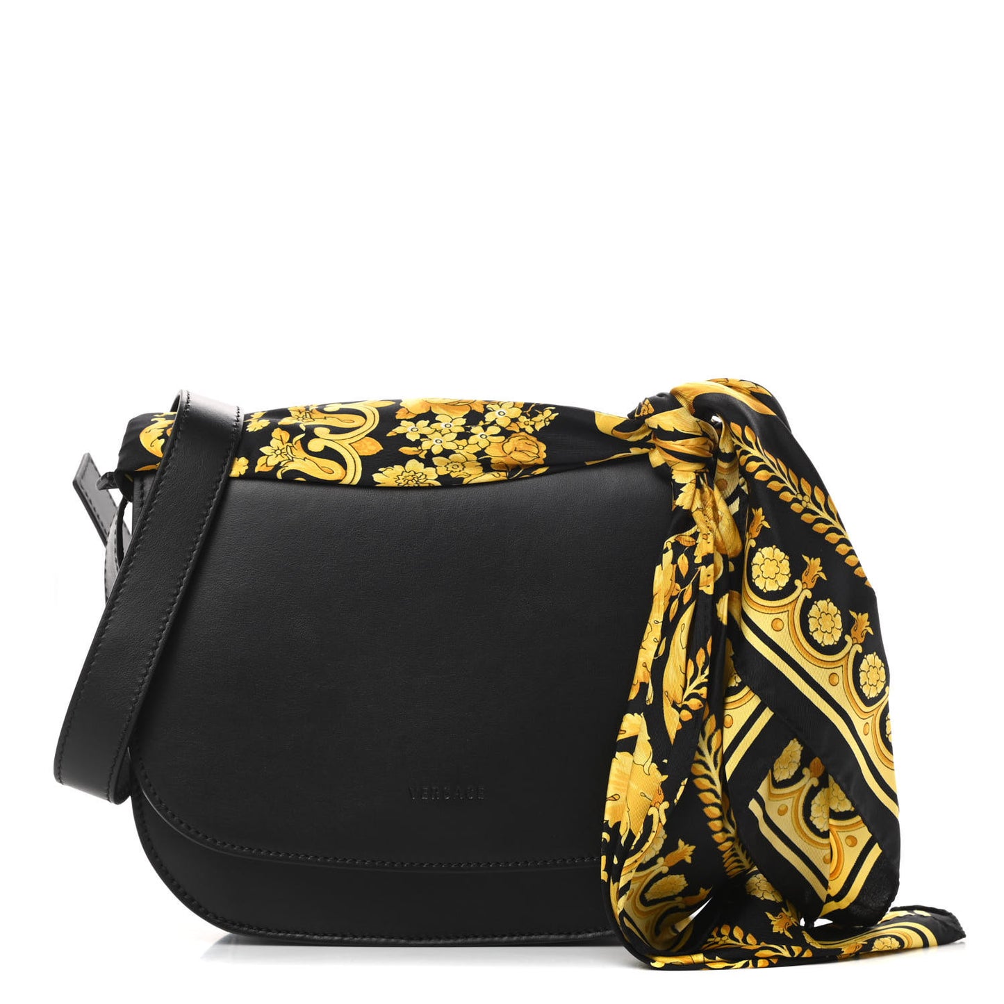 Borsa Vitello Barocco Scarf Sash Shoulder Bag Black Multicolor