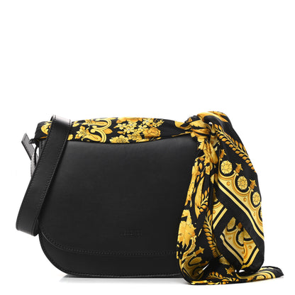 Versace Borsa Vitello Barocco Scarf Sash Shoulder Bag Black Multicolor 1 of 10