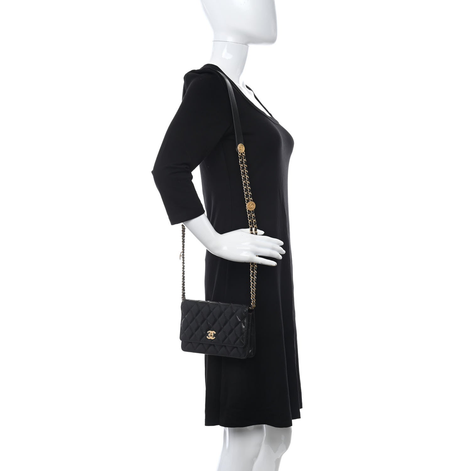 Chanel Caviar Quilted Twist Your Buttons Wallet On Chain WOC Black 2 of 12
