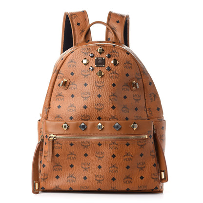 MCM Visetos Studded Medium Dual Stark Backpack Cognac 1 of 9
