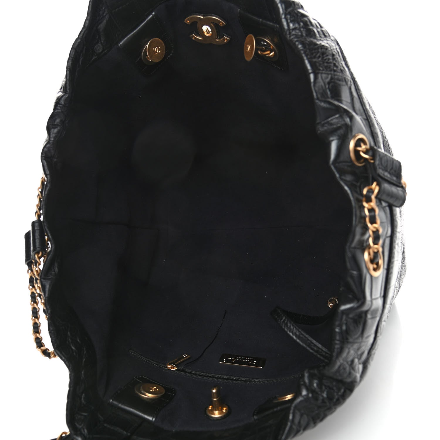Chanel Calfskin Crocodile Embossed Large Cocodile Shopping Tote Black 4 of 4