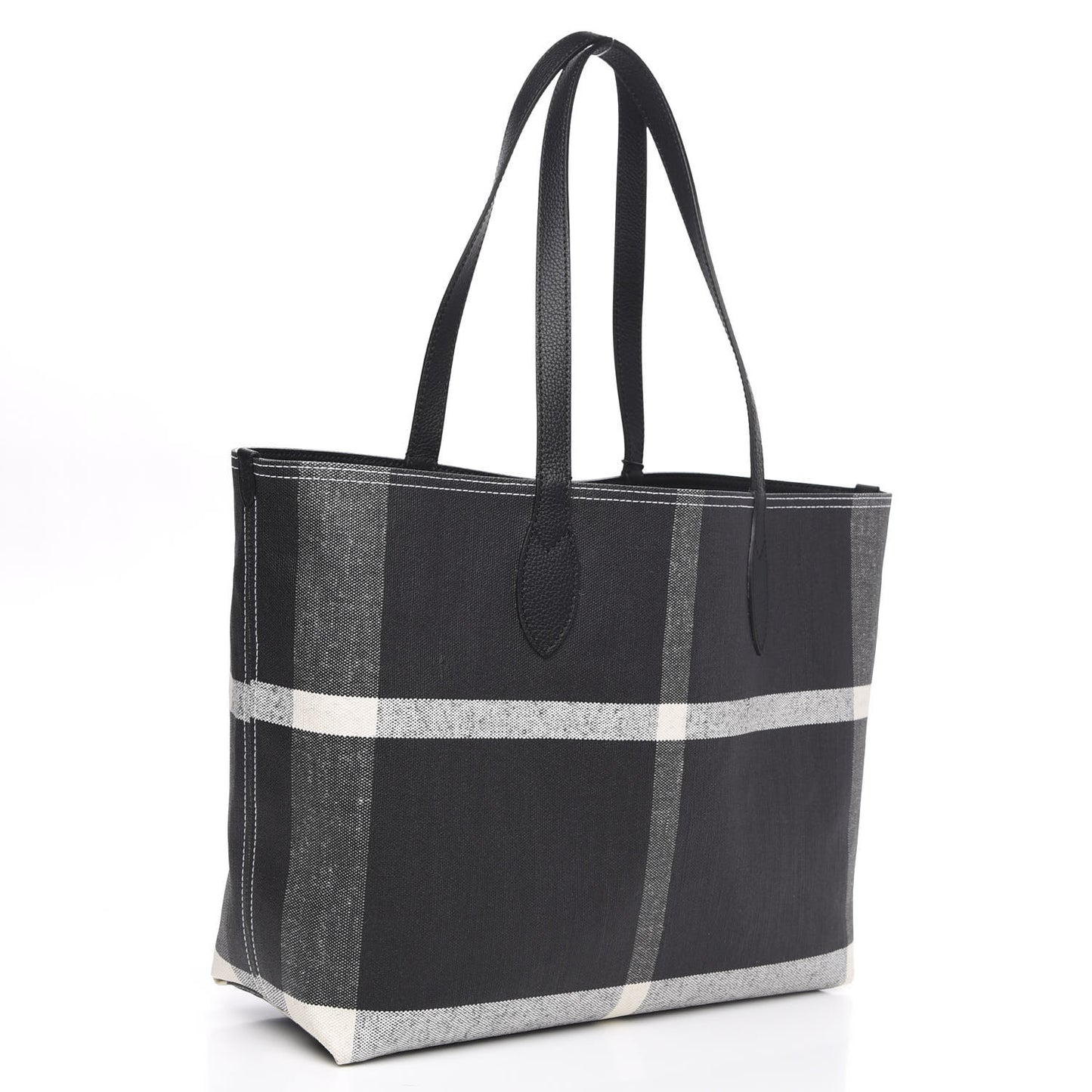 Coated Canvas Mega Check Medium Doodle Tote Black White