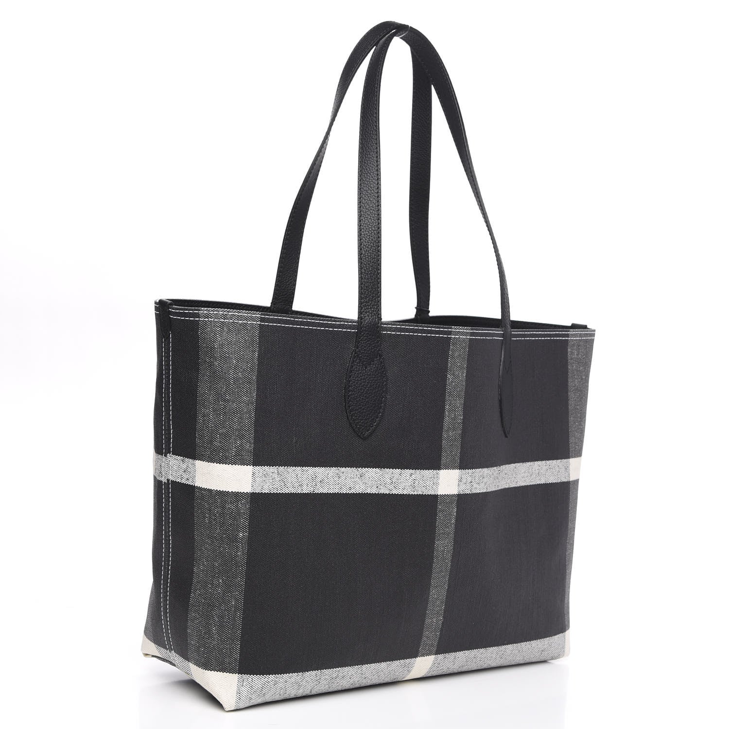Burberry Coated Canvas Mega Check Medium Doodle Tote Black White 3 of 10