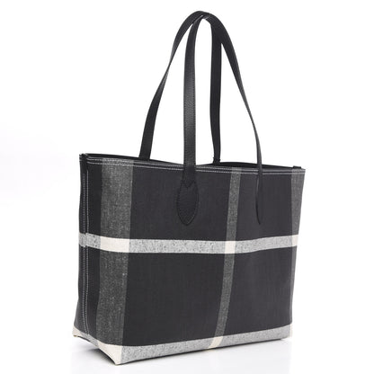 Burberry Coated Canvas Mega Check Medium Doodle Tote Black White 3 of 10