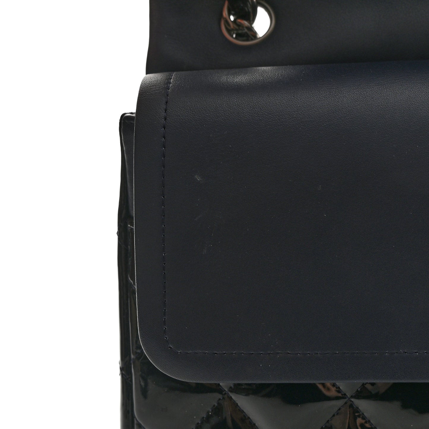 Patent Quilted Jumbo Double Flap Navy
