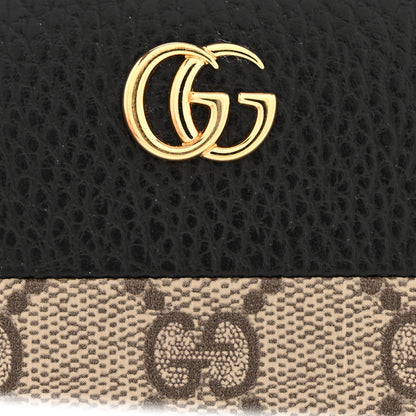 Gucci Dollar Calfskin GG Supreme Monogram GG Marmont Zip Around Wallet Black Beige Ebony 8 of 9