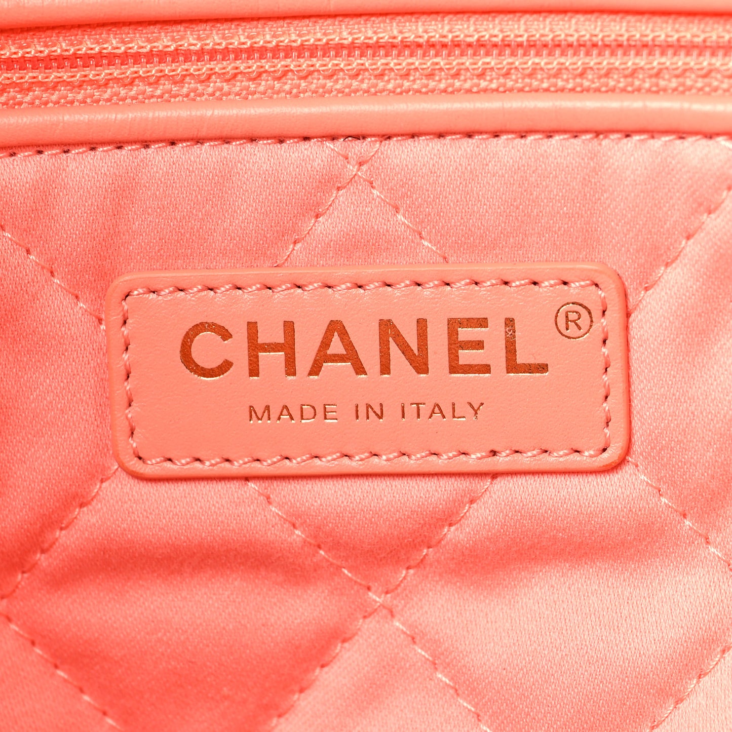 Shiny Calfskin Quilted Chanel 22 Light Orange