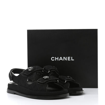 Chanel Fabric Velcro Dad Sandals 39.5 Black 9 of 9