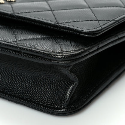 Chanel Caviar Quilted Crystal CC Wallet On Chain WOC Black 10 of 11