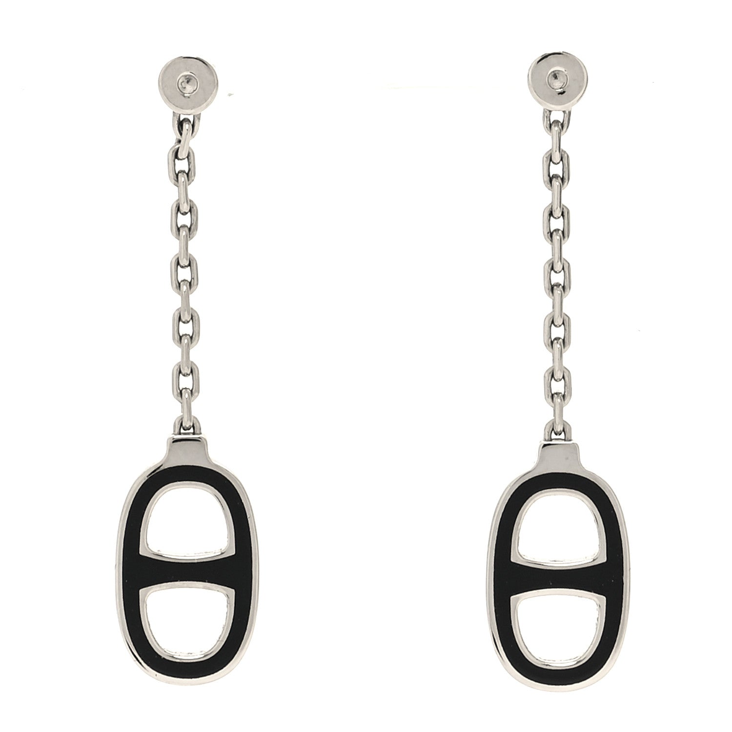 Hermes Lacquered Iliade Drop Earrings Black 1 of 5