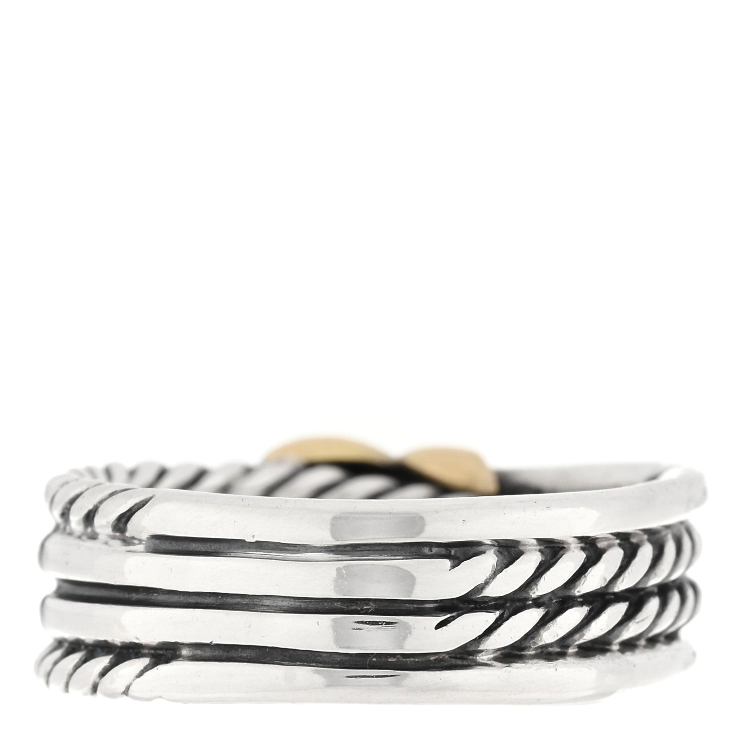 David Yurman Sterling Silver 18K Yellow Gold 6mm X Crossover Ring 50 5.5 3 of 4