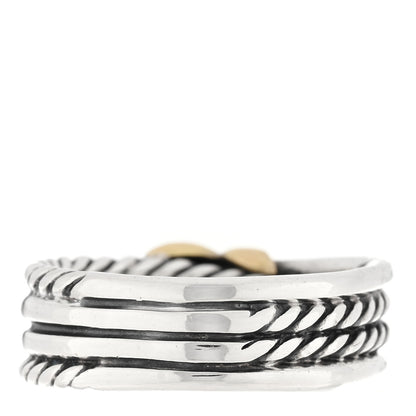 David Yurman Sterling Silver 18K Yellow Gold 6mm X Crossover Ring 50 5.5 3 of 4