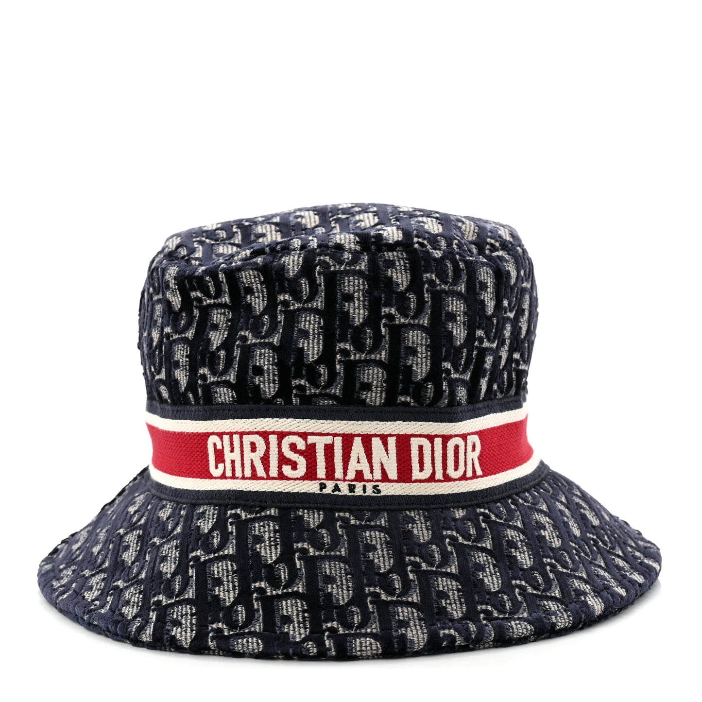 Velvet Oblique Large Brim Bucket Hat 58 Bleu Red