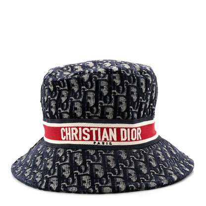 Christian Dior Velvet Oblique Large Brim Bucket Hat 58 Bleu Red 3 of 8