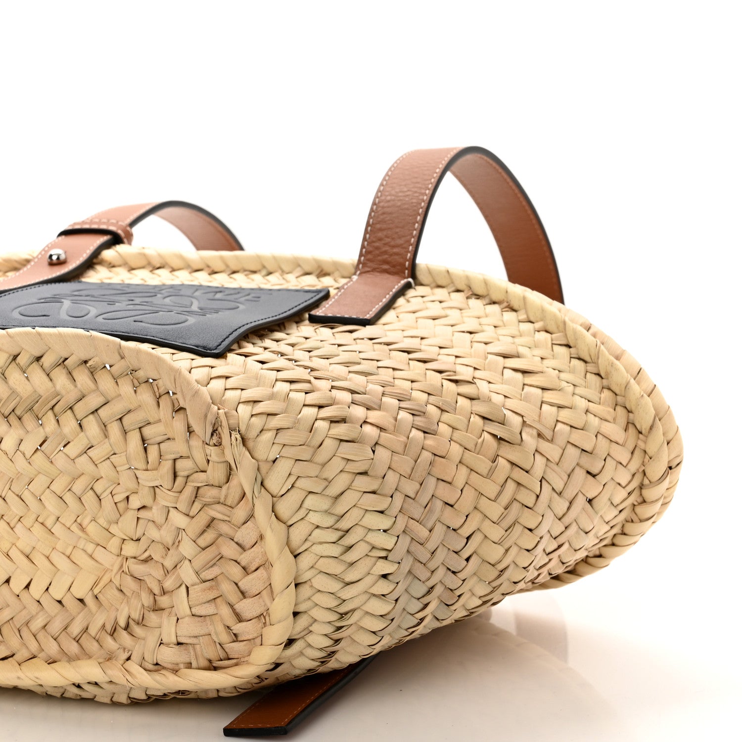 Loewe Raffia Small Basket Tote Bag Natural Tan Navy 9 of 9