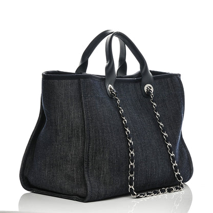 Chanel Denim Large Deauville Tote Blue Orange 3 of 7