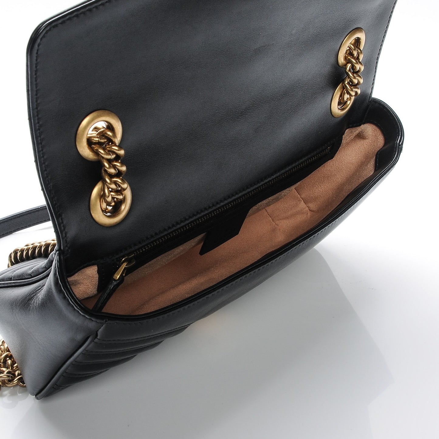 Calfskin Matelasse Small GG Marmont Shoulder Bag Black