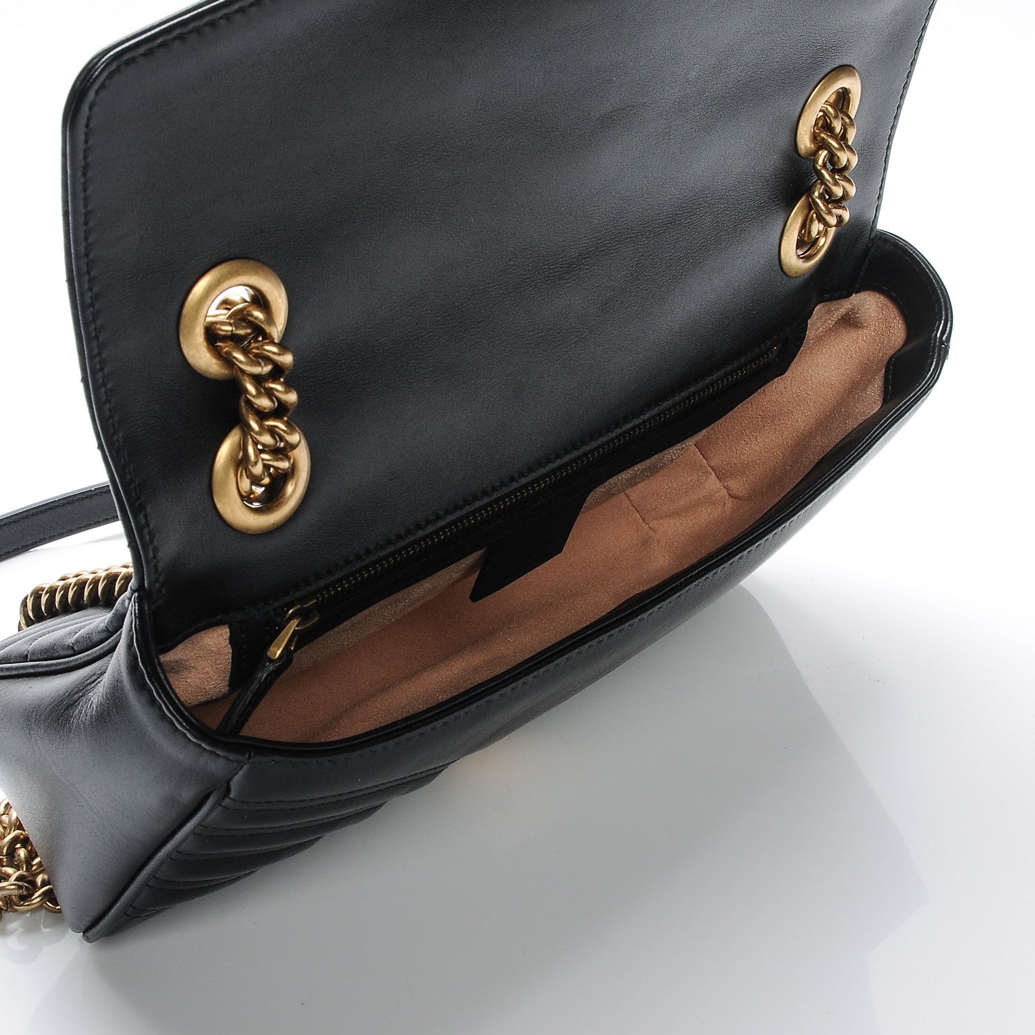 Gucci Calfskin Matelasse Small GG Marmont Shoulder Bag Black 5 of 14