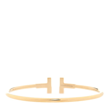 Tiffany 18K Yellow Gold Diamond T Wire Bracelet 3 of 5