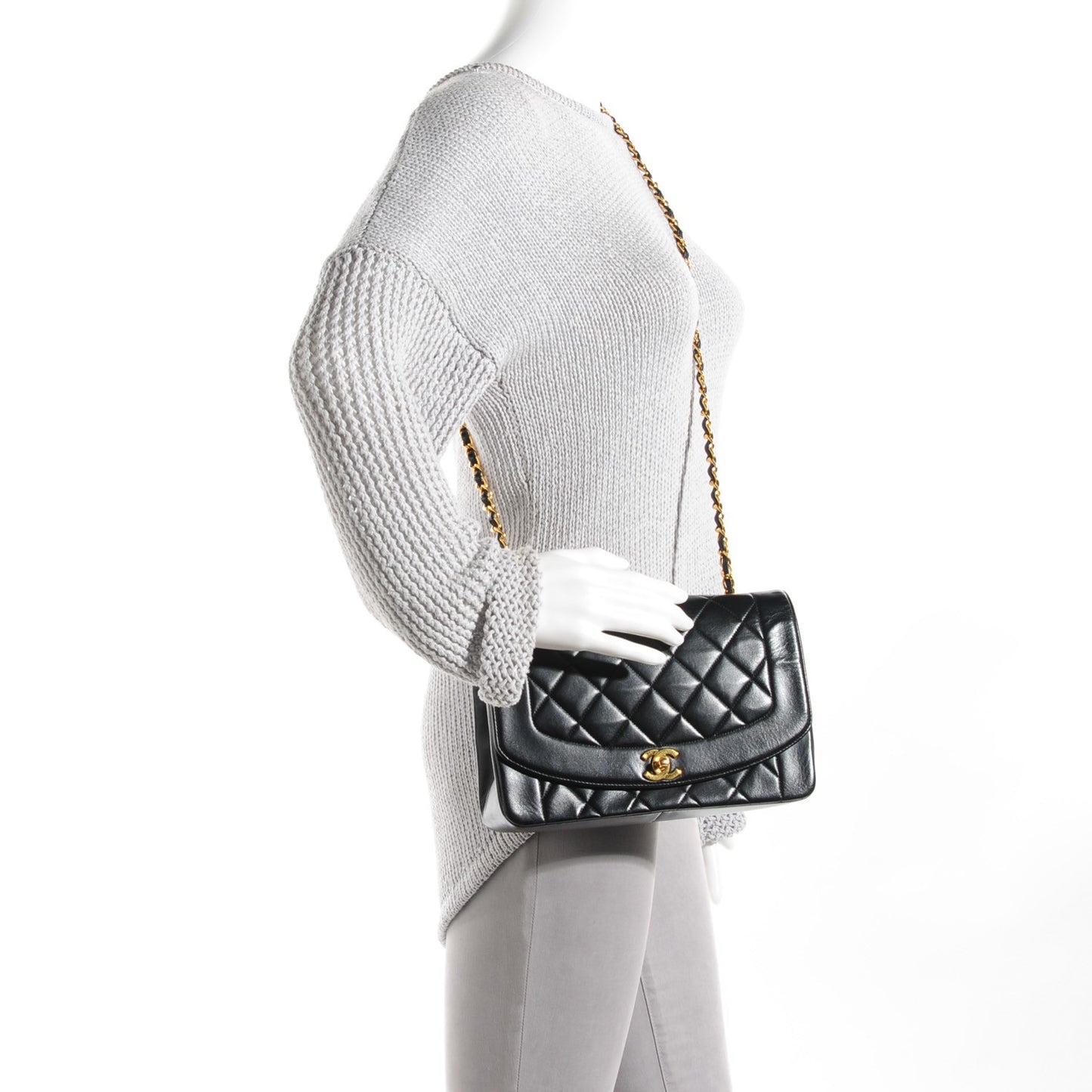 Lambskin Quilted Medium Single Flap Black