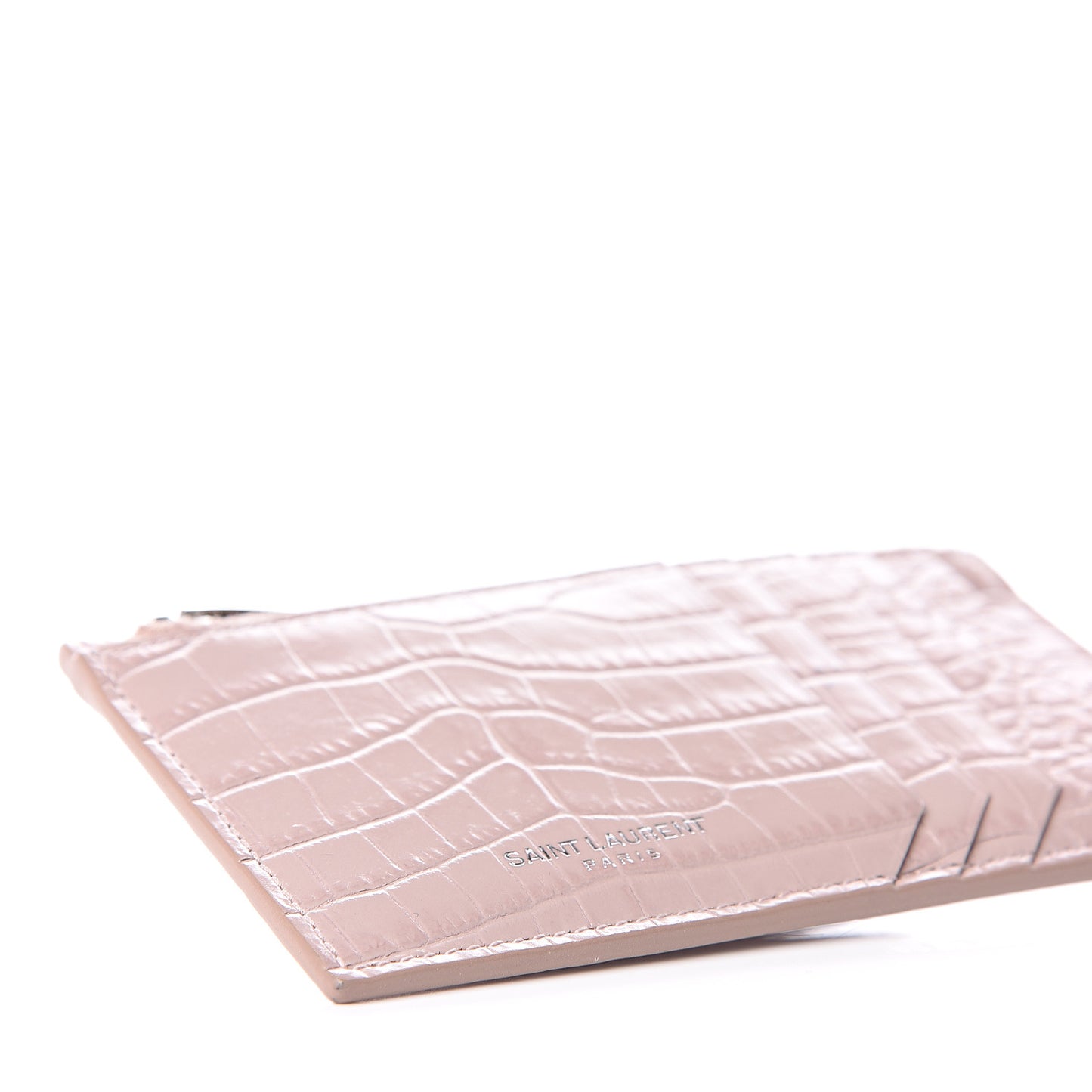 Crocodile Embossed 5 Fragments Card Case Rose Antic