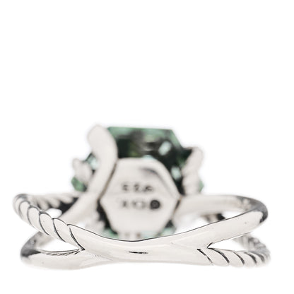 David Yurman Sterling Silver Diamond Prasiolite 10mm Cable Wrap Ring 54 7 4 of 5