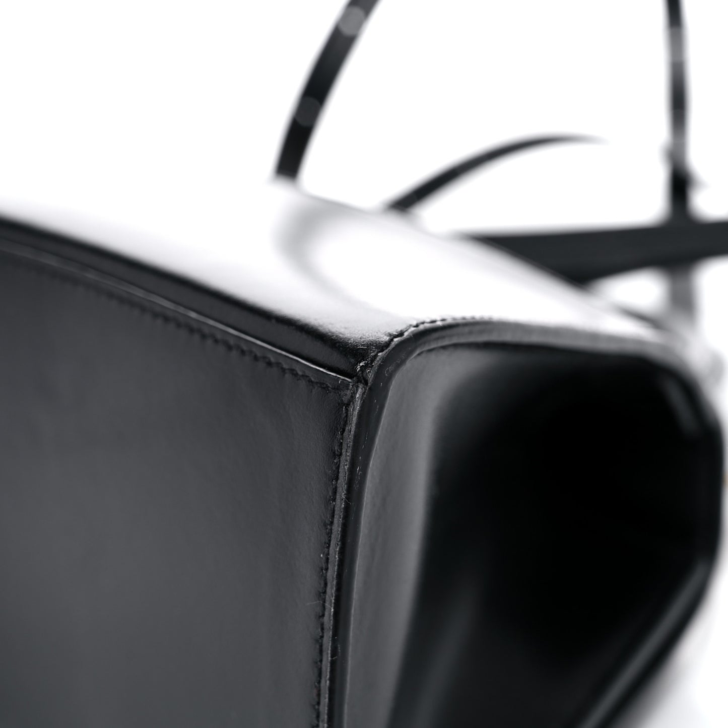 Shiny Box Calfskin Small Hourglass Top Handle Bag Black