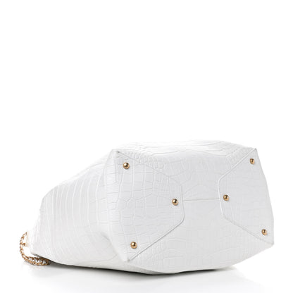 Chanel Calfskin Crocodile Embossed Large Cocodile Shopping Tote White 3 of 6