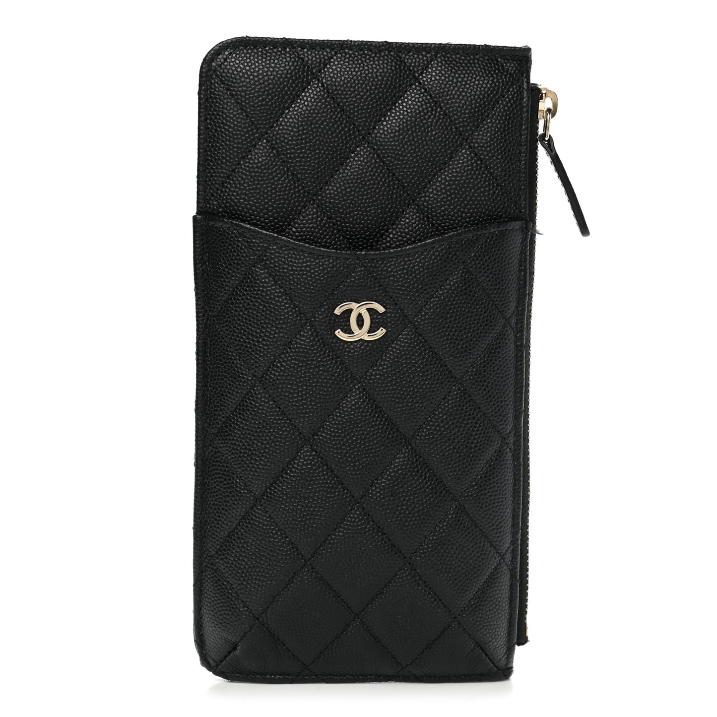 Caviar Quilted Classic Flat Wallet Pouch Black