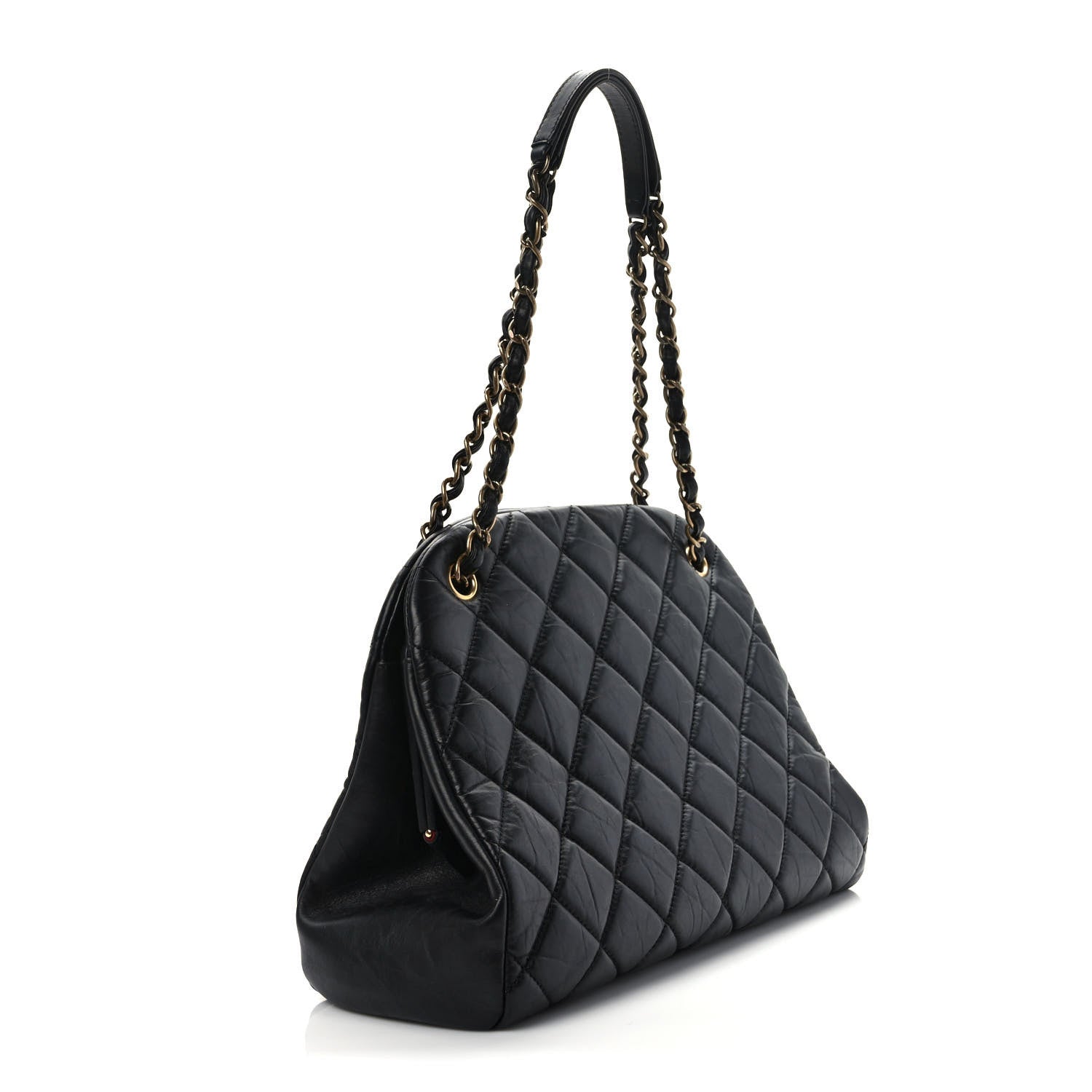 Chanel Aged Calfskin Large Just Mademoiselle Bowling Bag Black 4 of 9