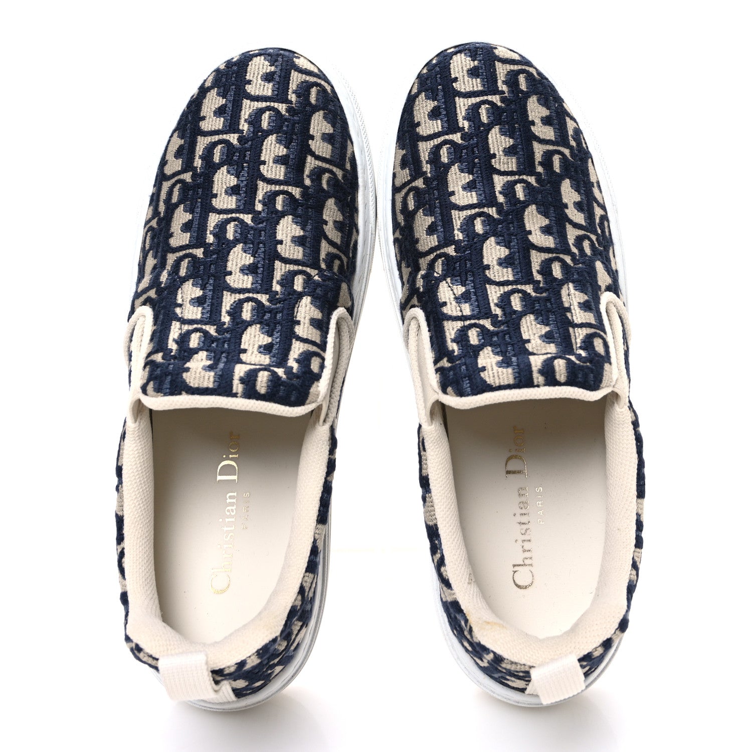 Christian Dior Canvas Oblique Embroidered Womens Solar Slip On Sneakers 38 Deep Blue 2 of 13