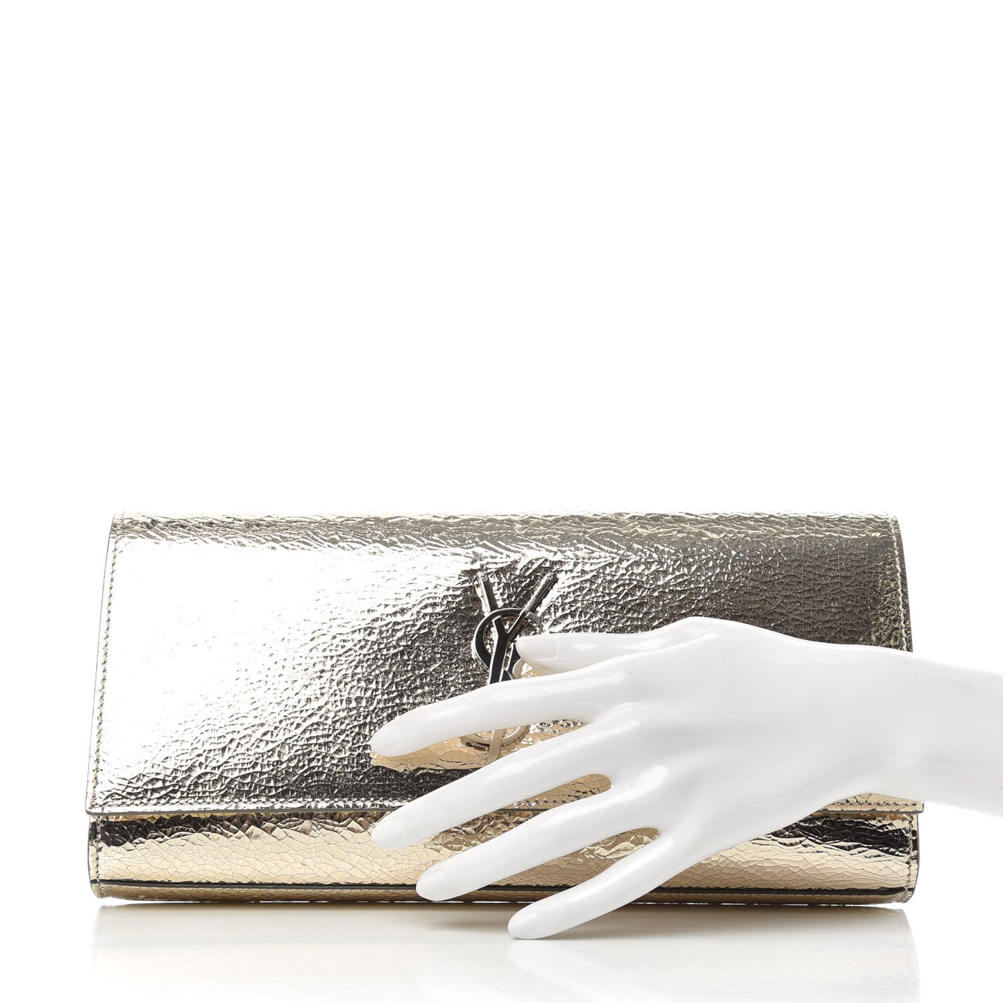 Metallic Textured Calfskin Classic Monogram Cassandre Clutch Gold