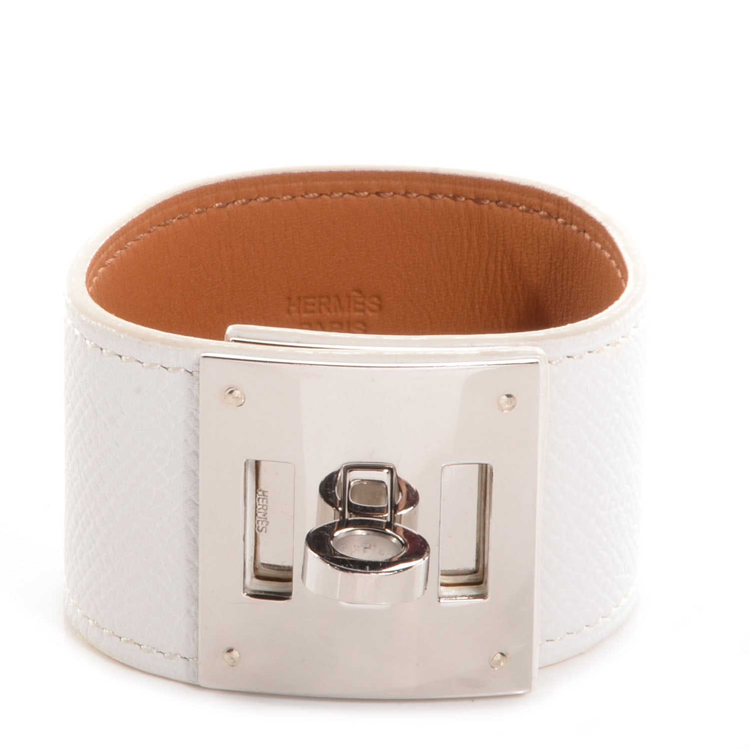 Hermes Epsom Kelly Dog Cuff White 1 of 6