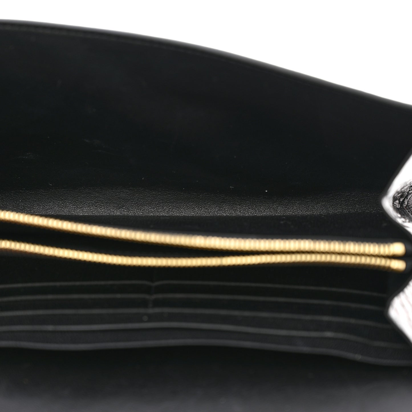 Shiny Alligator Enamel Constance Long Wallet To Go Black