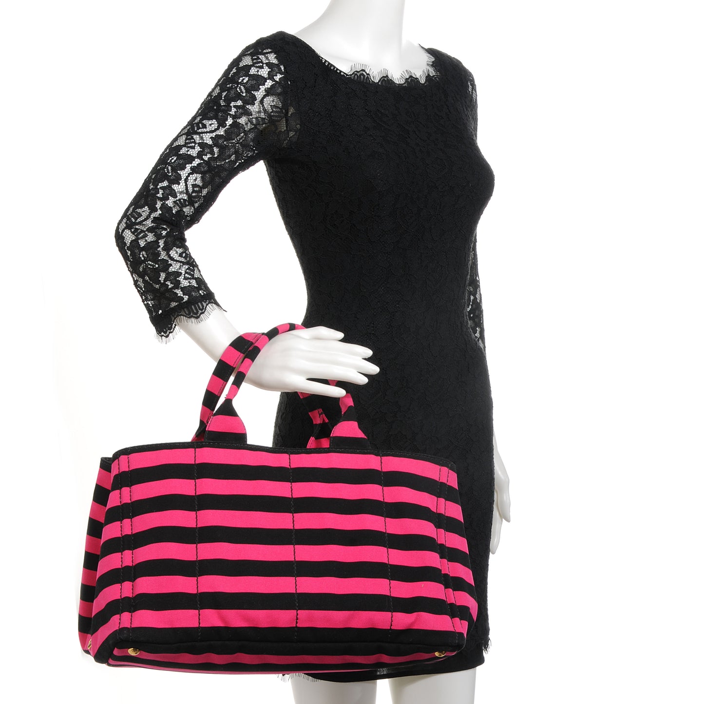 Canapa Striped Tote Fuxia