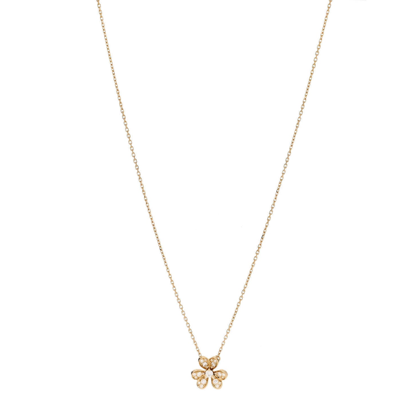 18K Yellow Gold Diamond Mini Frivole Pendant Pave Necklace