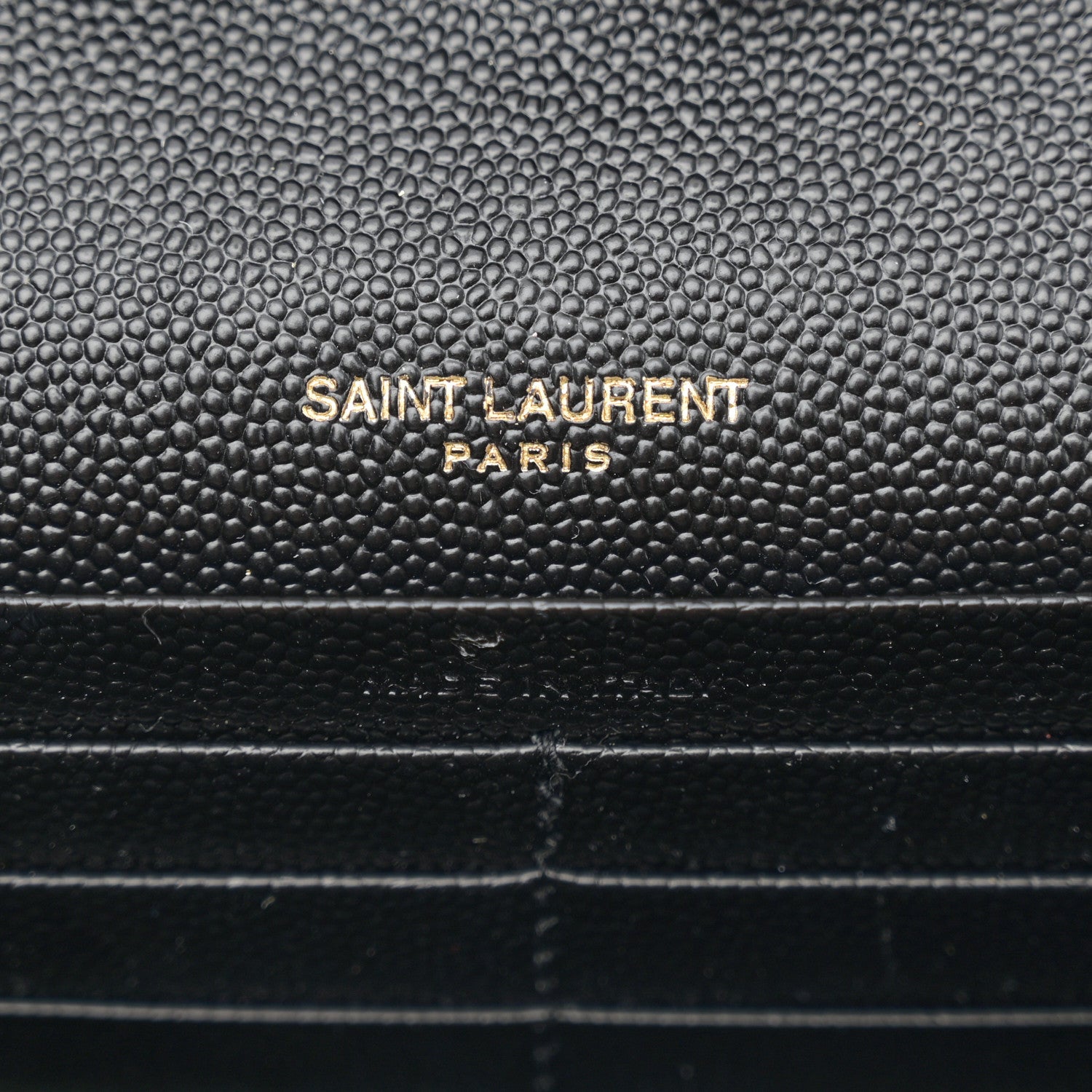Saint Laurent Grain De Poudre Matelasse Chevron Monogram Chain Wallet Black 6 of 10