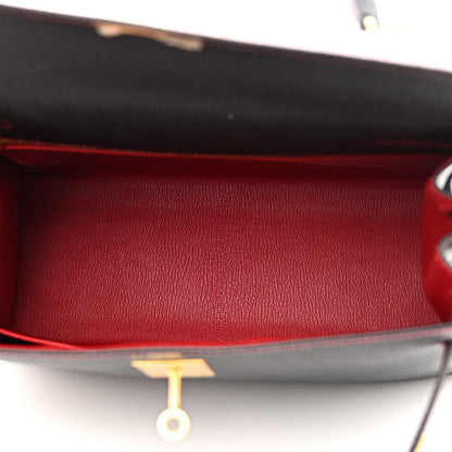 Hermes Epsom Horseshoe Kelly Sellier 28 Black Rouge Grenat 5 of 11
