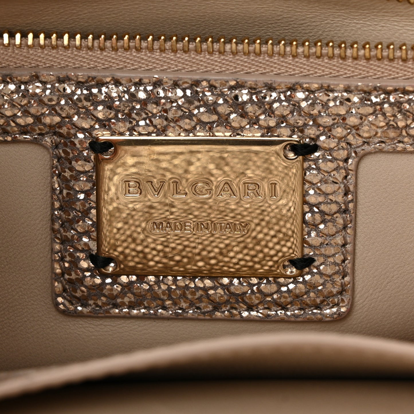 Metallic Karung Matelasse Mini Serpenti Cabochon Crossbody Gold