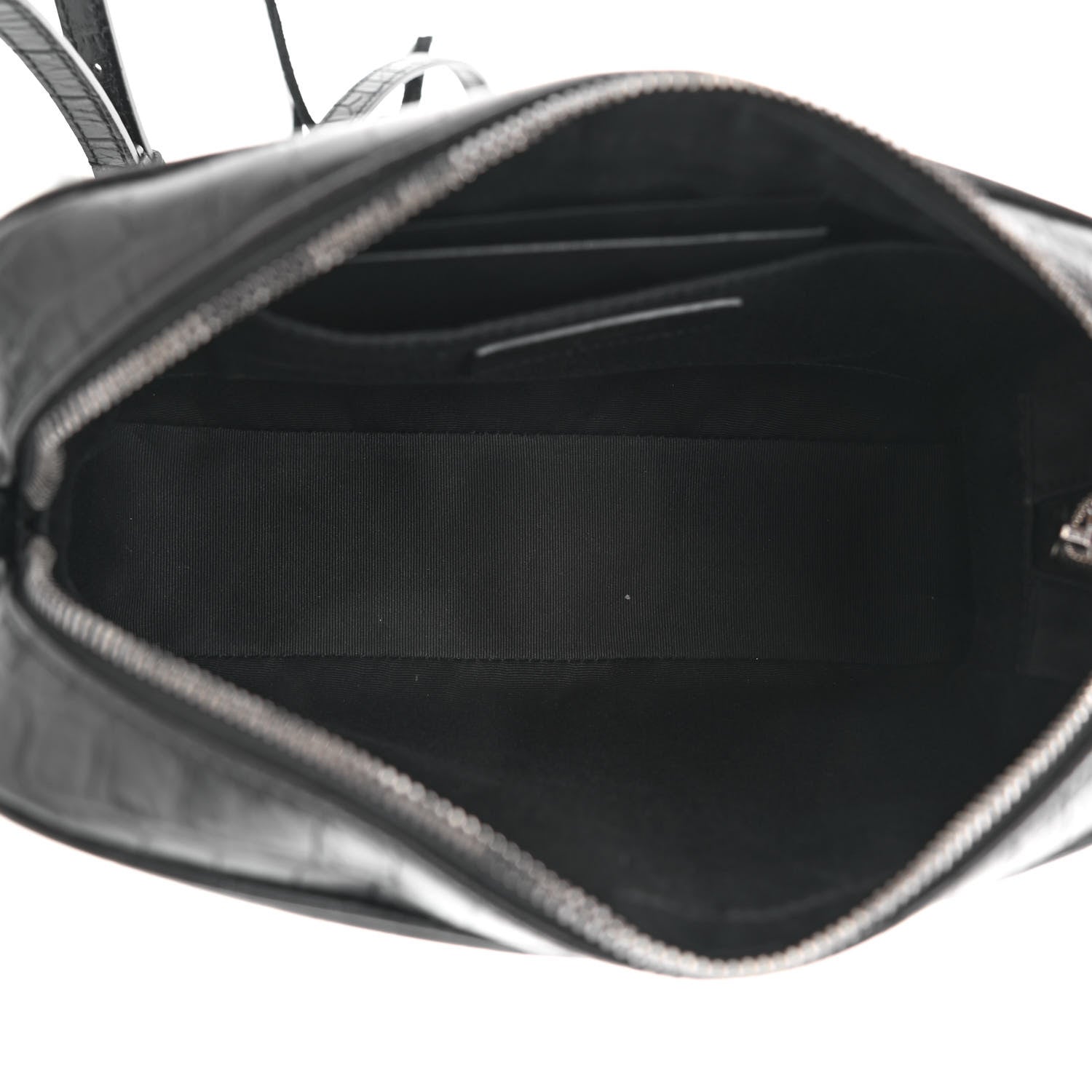 Saint Laurent Calfskin Crocodile Embossed Monogram Lou Camera Bag Black 5 of 10
