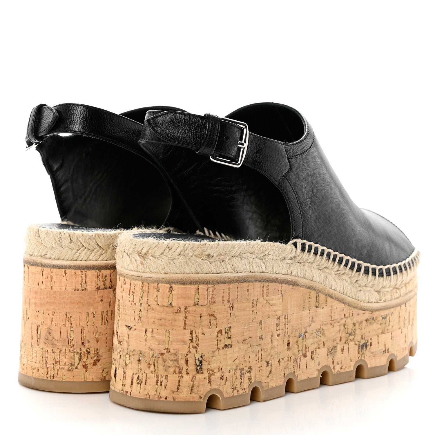 Hermes Goatskin Envie 30 Espadrille Wedge Sandals 36 Black 4 of 9