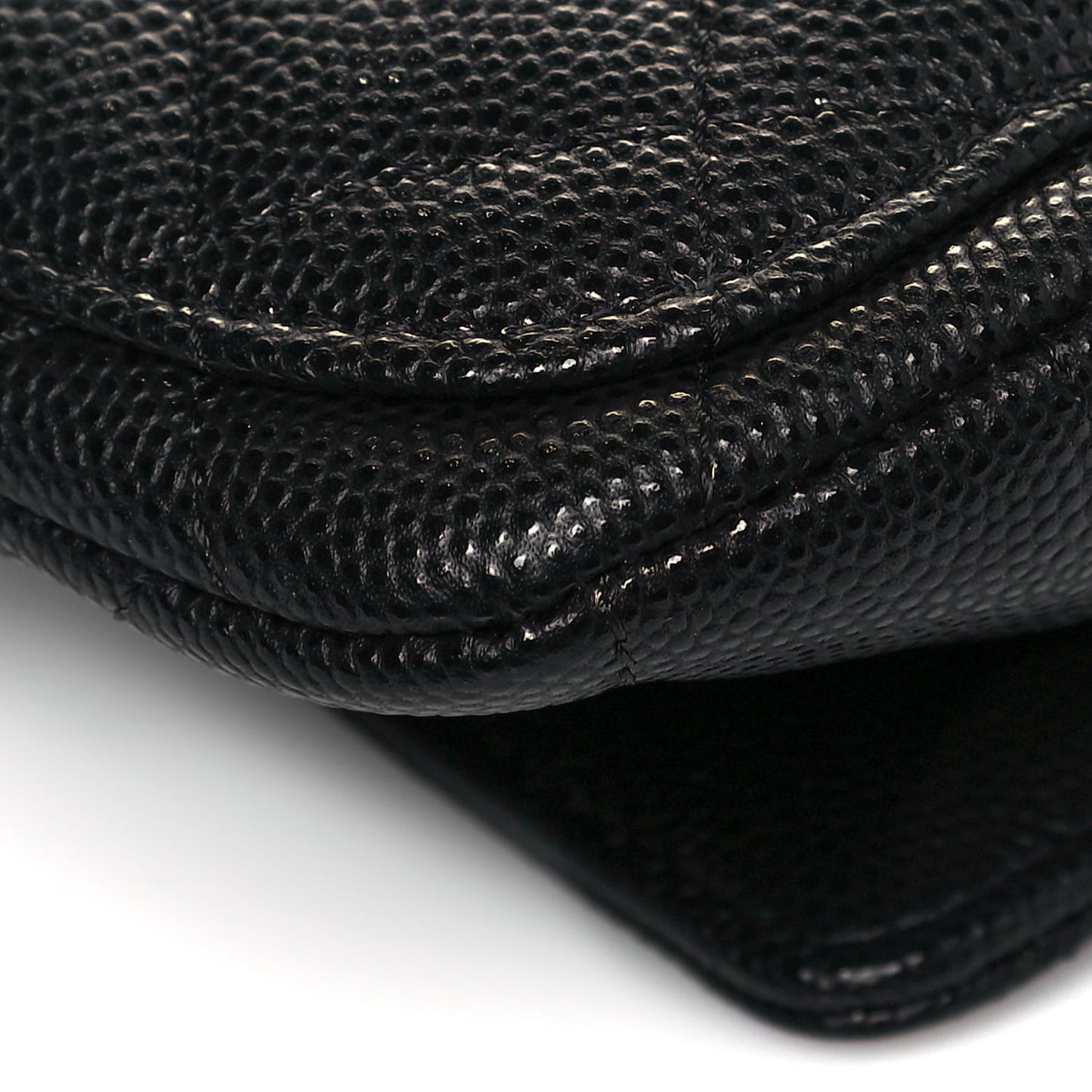 Caviar Quilted Glasses Case With Chain Black