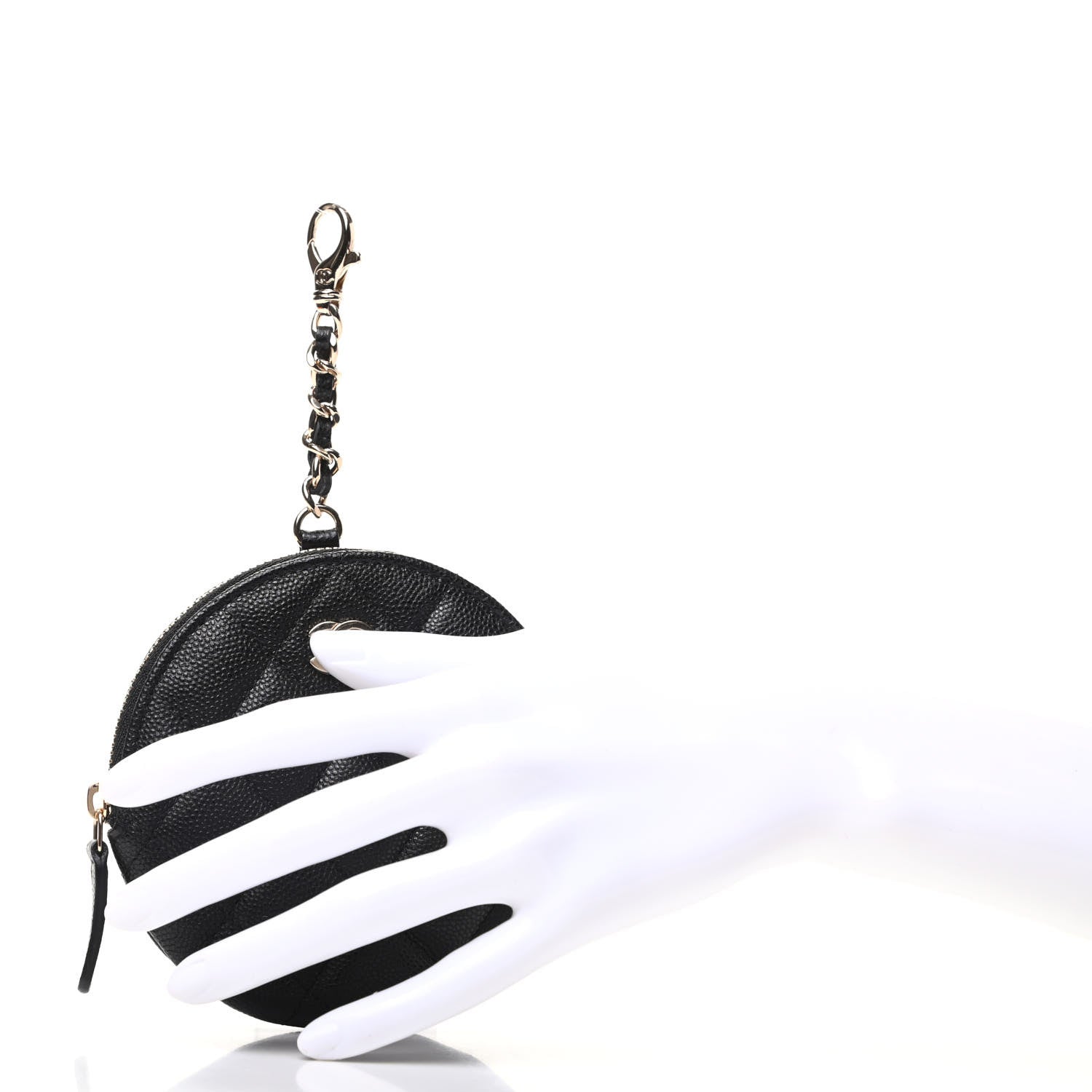 Chanel Caviar Quilted Round Clip On Coin Purse Black 2 of 8