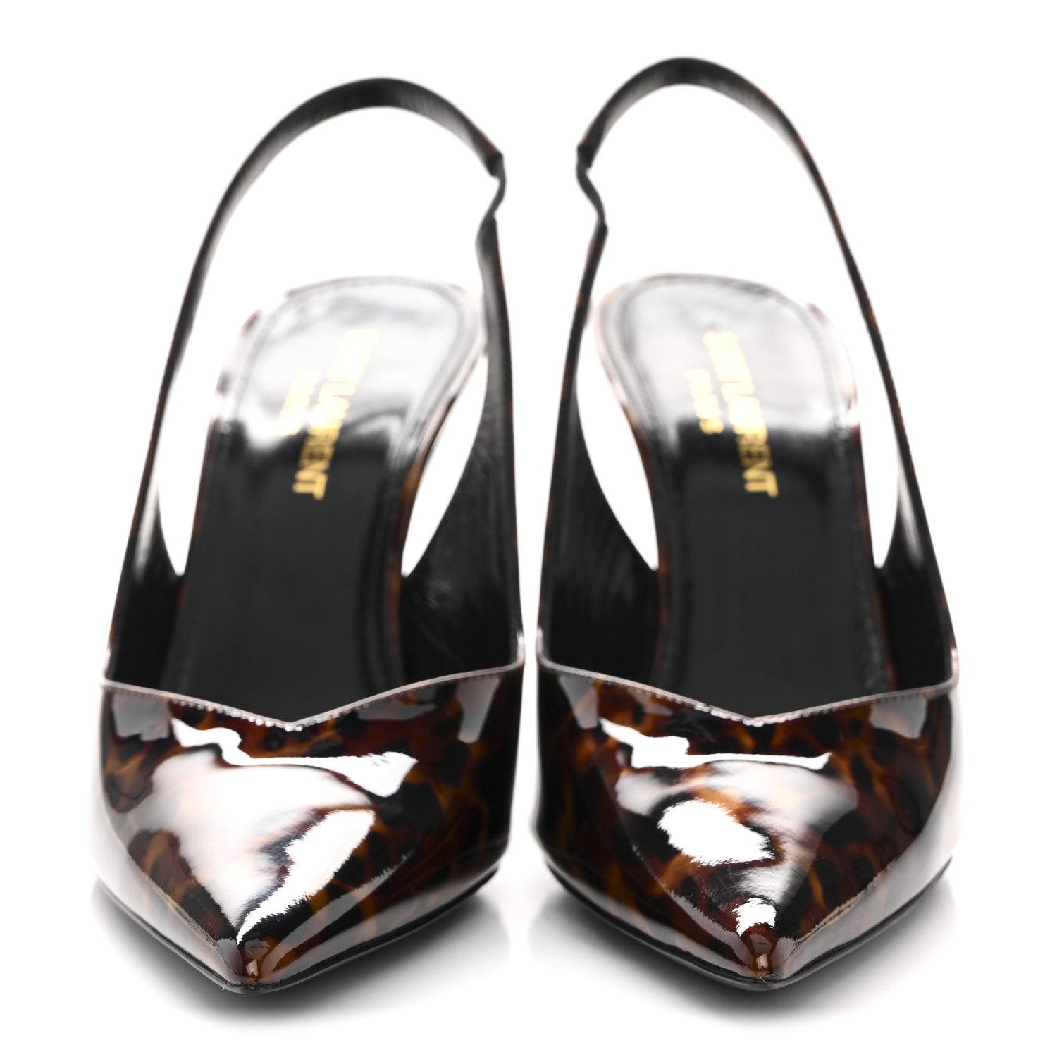 Saint Laurent Patent Kiki Tortoise Slingback 85 Pumps 36 Black 3 of 12